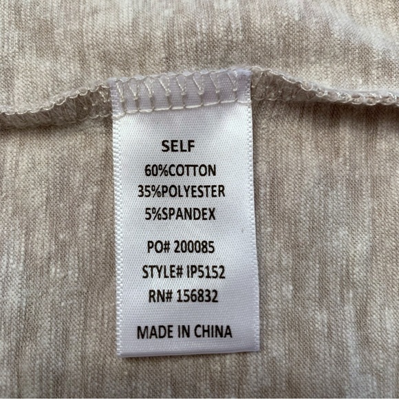 BiBi oatmeal heather long sleeve top with multi color knitted cuffs size XL - Picture 9 of 10